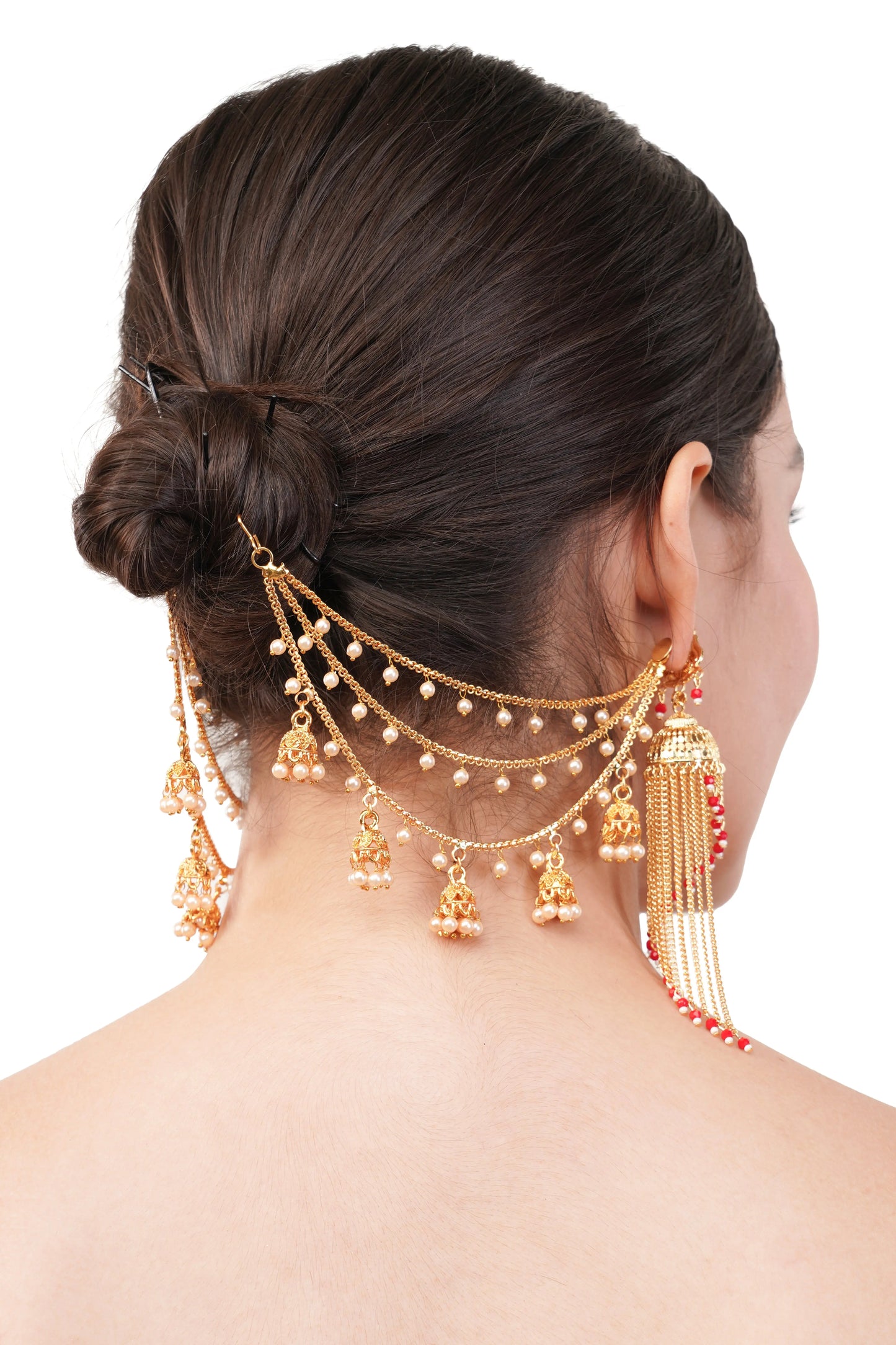 1 Gram Gold Filigree Triple Layer Earrings Set GiftorDecor