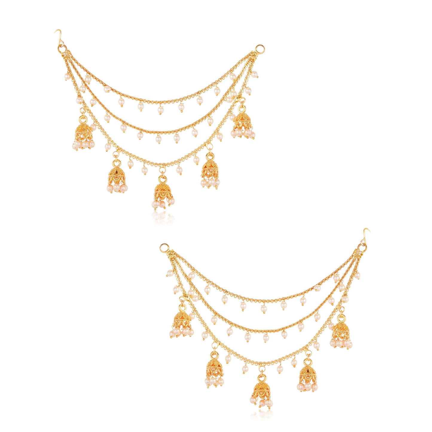 1 Gram Gold Filigree Triple Layer Earrings Set GiftorDecor