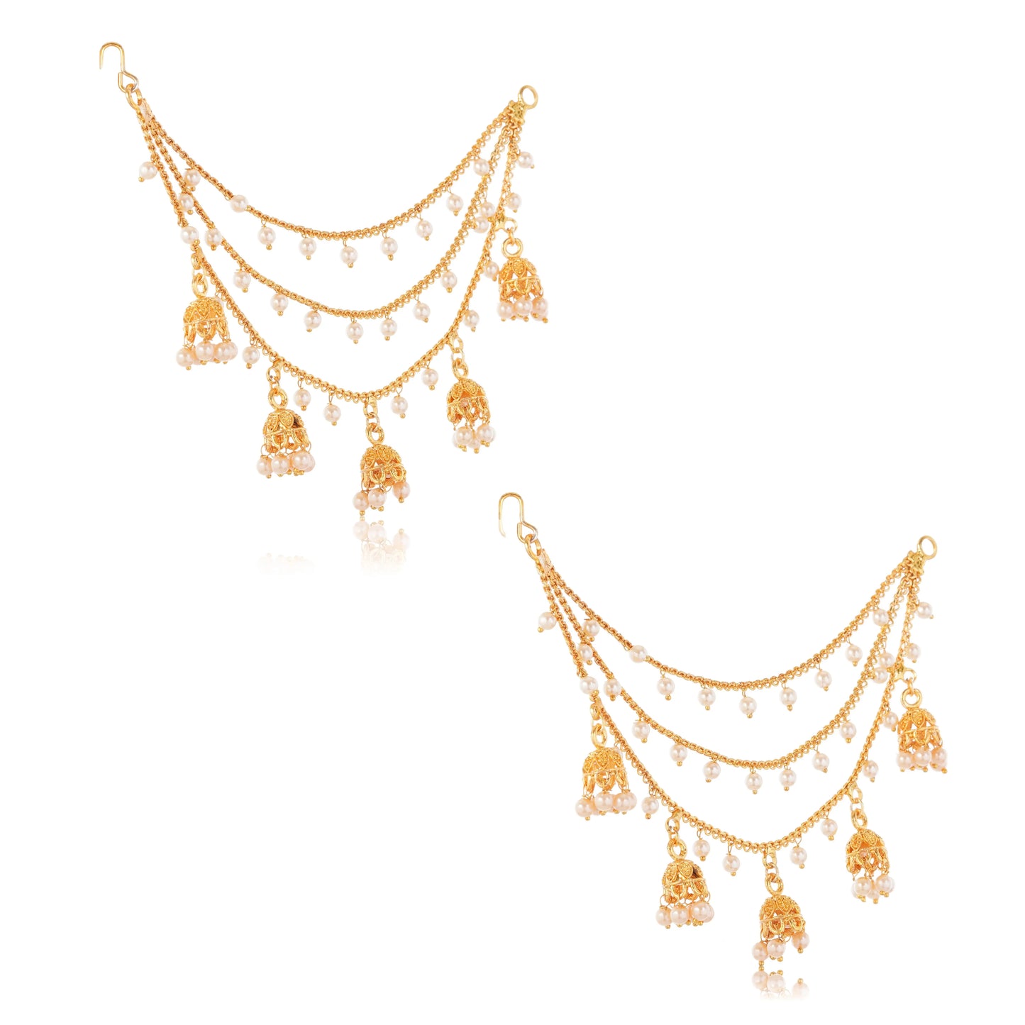 1 Gram Gold Filigree Triple Layer Earrings Set GiftorDecor
