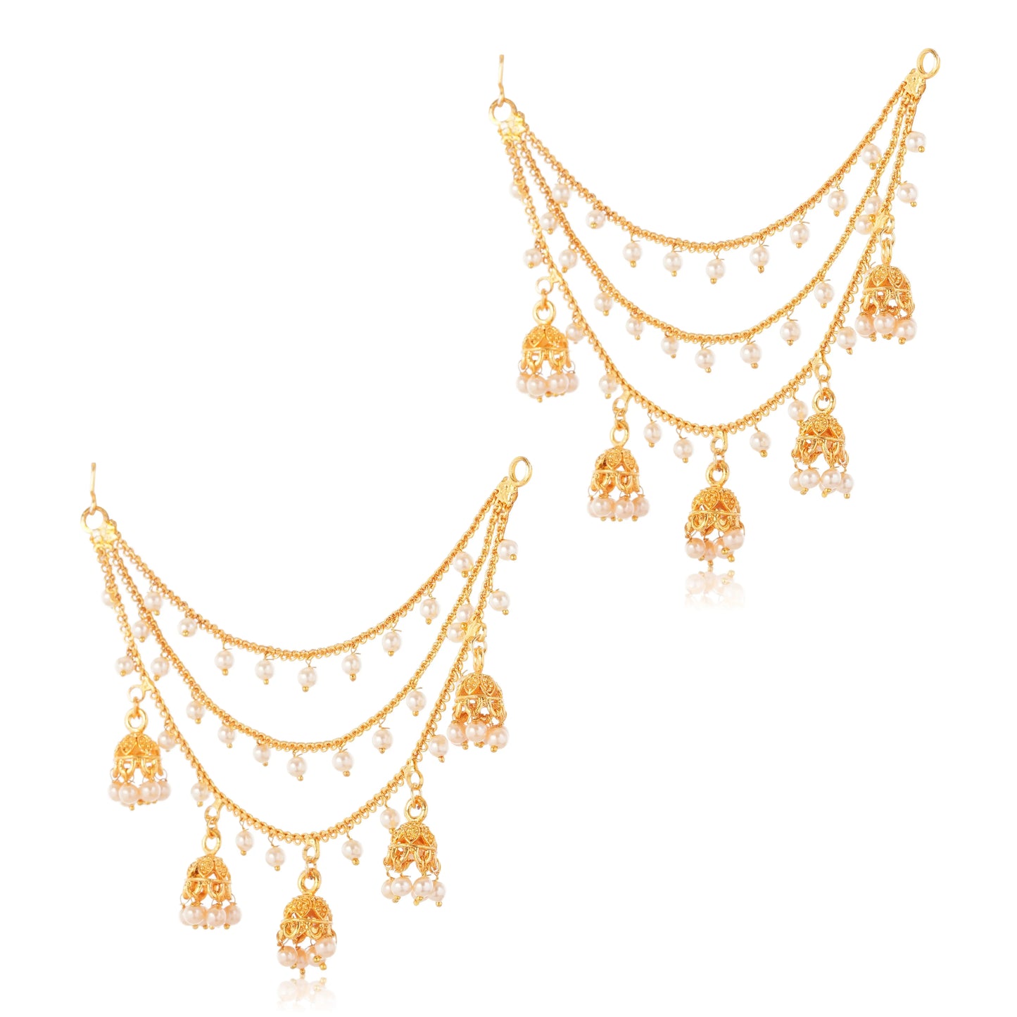 1 Gram Gold Filigree Triple Layer Earrings Set GiftorDecor