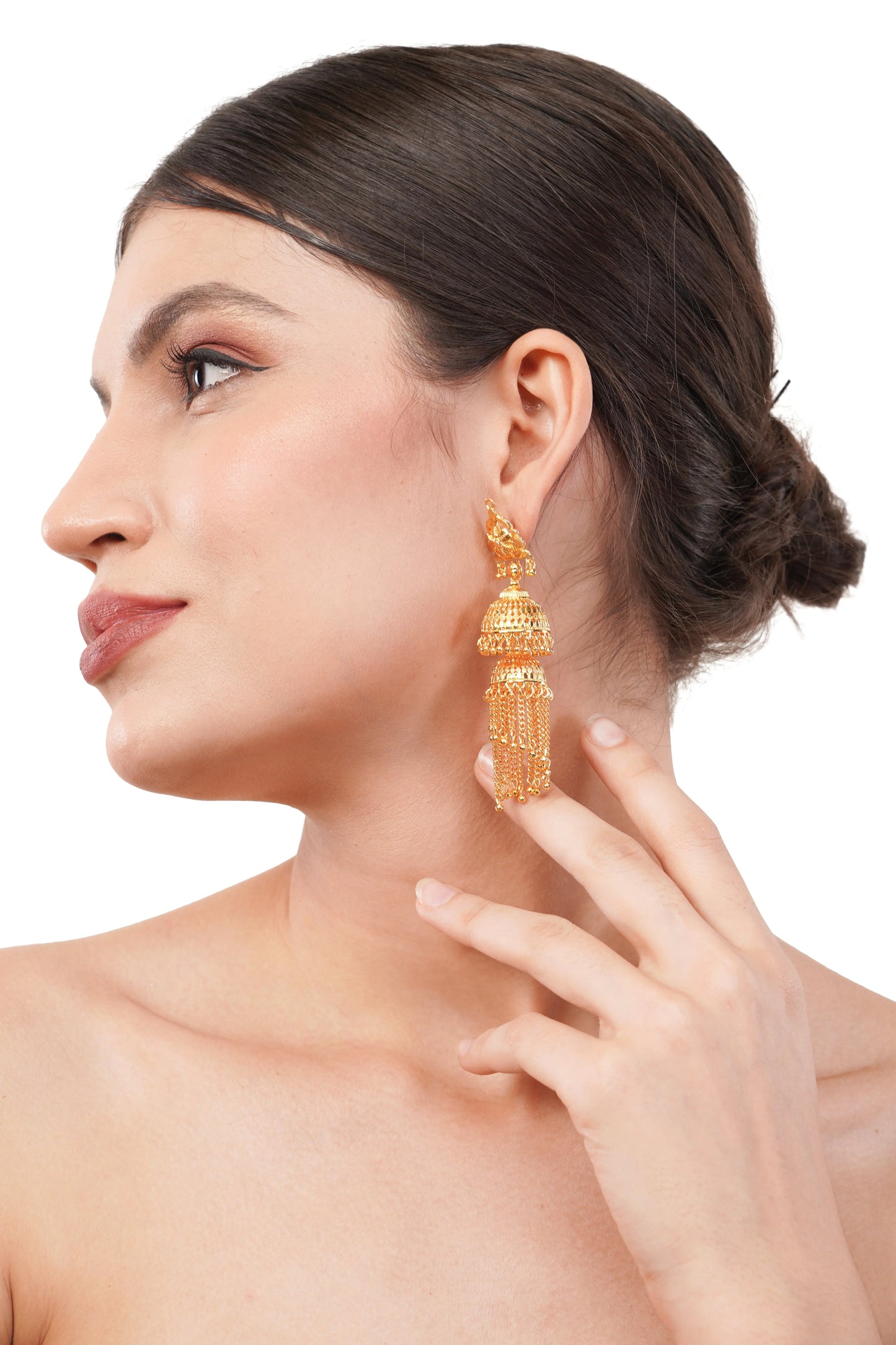 1 Gram Gold Plated Jhumka Earrings GiftorDecor