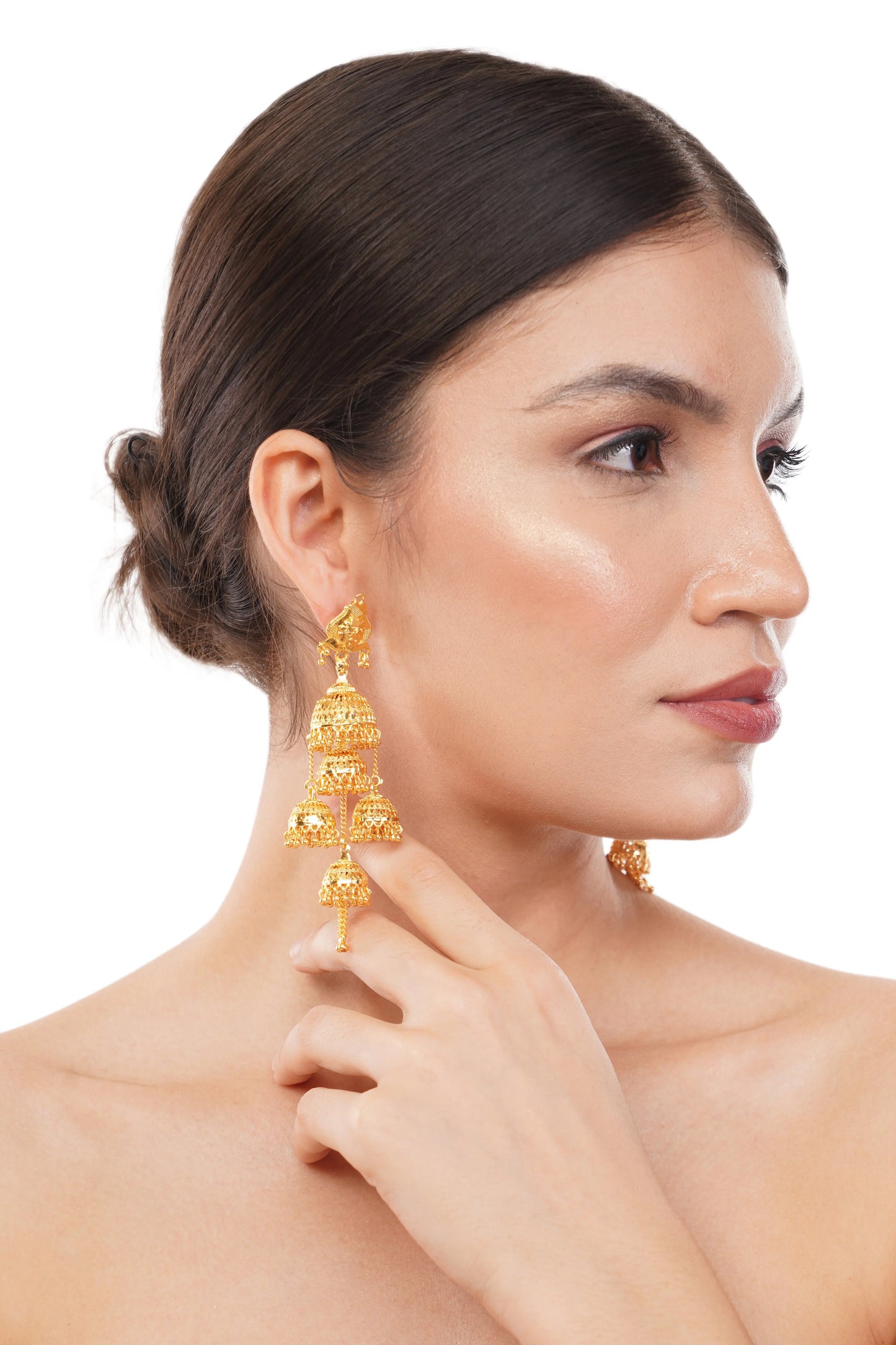 1 Gram Gold Plated Jhumka Earrings GiftorDecor