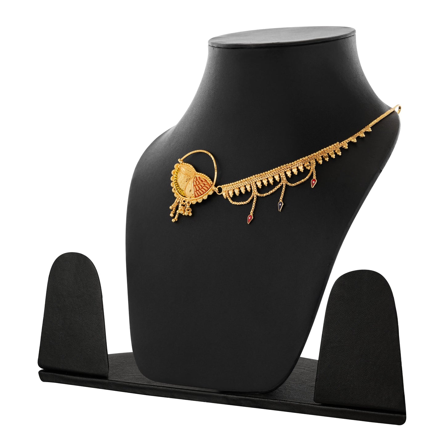 1 Gram Gold Plated Nose Ring With Chain GiftorDecor