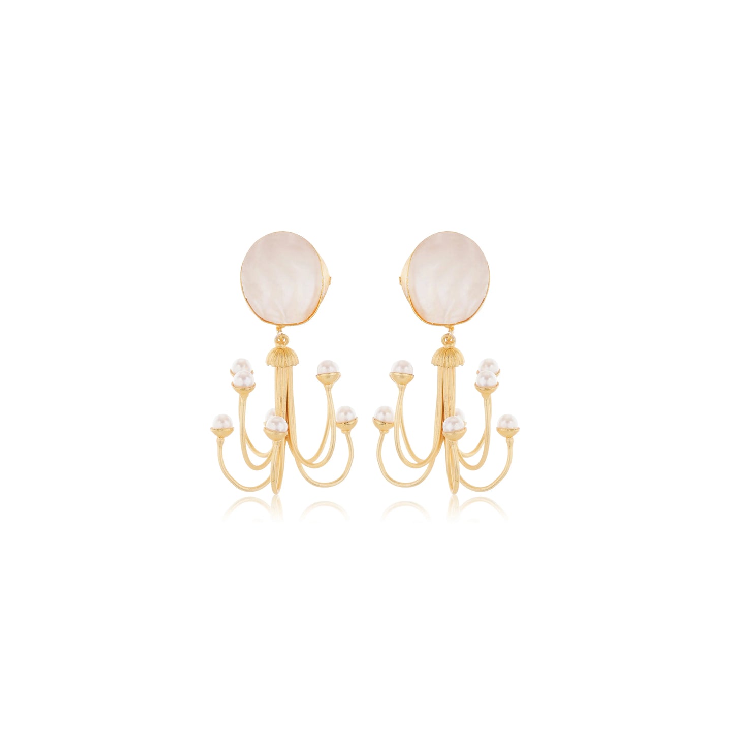 1 Gram Gold Plated Pearl Chandelier Earrings GiftorDecor