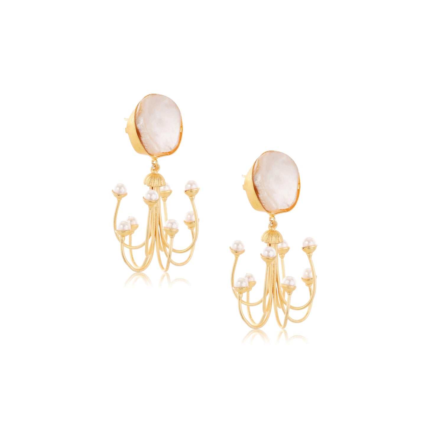 1 Gram Gold Plated Pearl Chandelier Earrings GiftorDecor