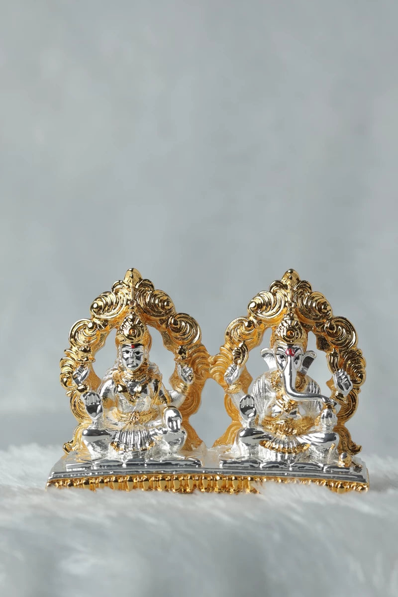 Gold and Silver Plated Maa Laxmi and Ganpati GiftorDecor
