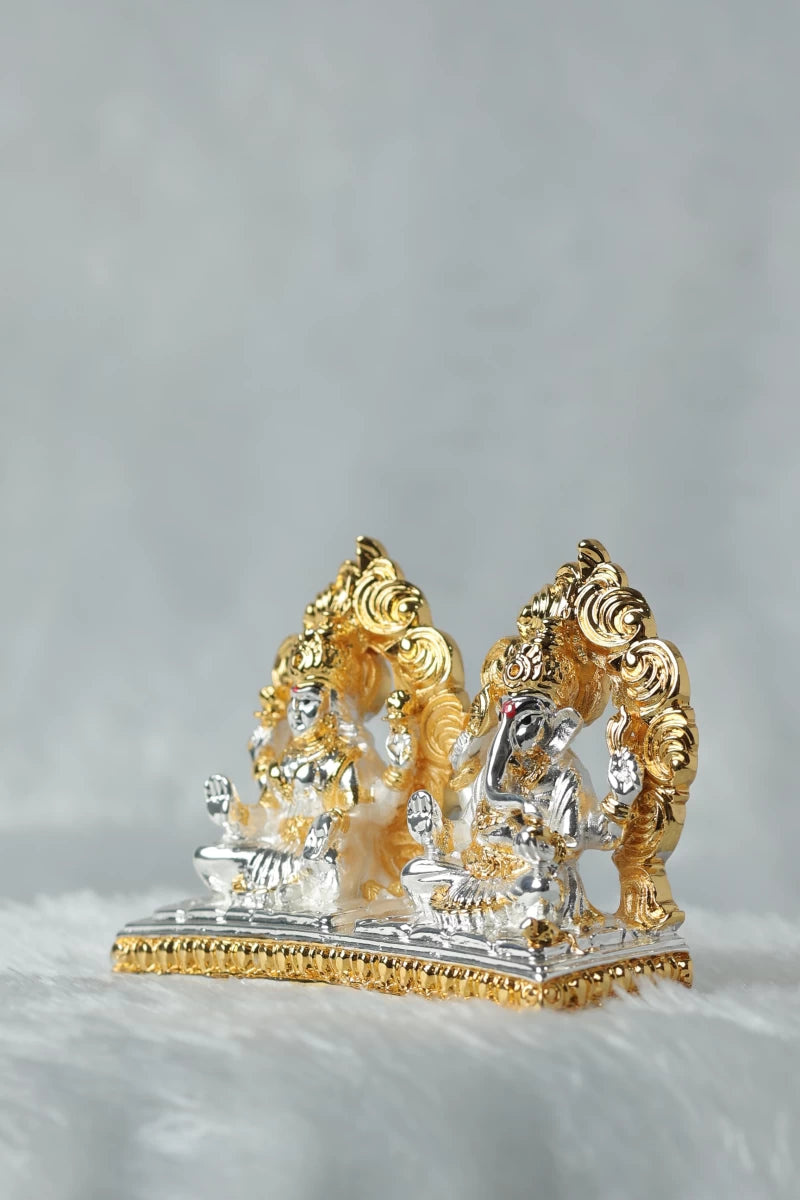 Gold and Silver Plated Maa Laxmi and Ganpati GiftorDecor