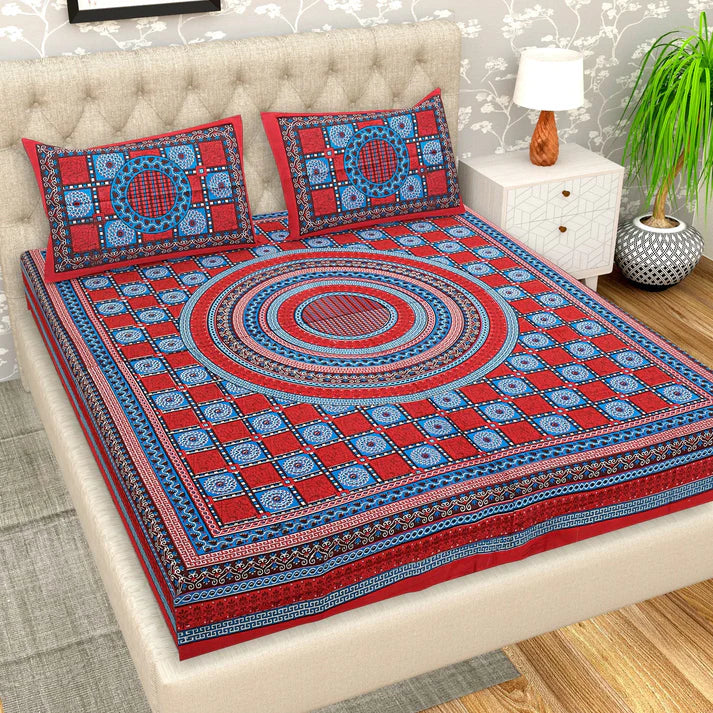 100% Cotton Bedsheet for Double Bed King Size with Pillow Cover Set, 220 TC Gift Or Decor