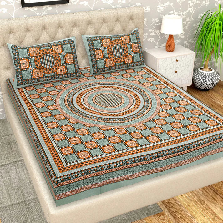 100% Cotton Bedsheet for Double Bed King Size with Pillow Cover Set, 220 TC Gift Or Decor