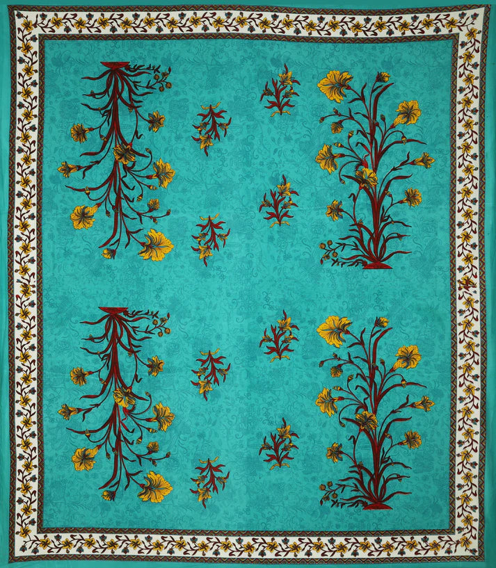 100% Pure Organic Cotton Fabric Hand Block Printed King Size Double Bedsheet with 2 Pillow Covers 340 TC Gift Or Decor