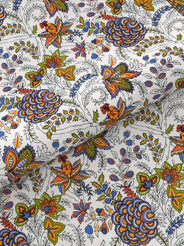 100% Pure Organic Cotton Fabric Hand Block Printed King Size Double Bedsheet with 2 Pillow Covers 340 TC Gift Or Decor