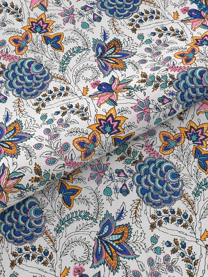 100% Pure Organic Cotton Fabric Hand Block Printed King Size Double Bedsheet with 2 Pillow Covers 340 TC Gift Or Decor