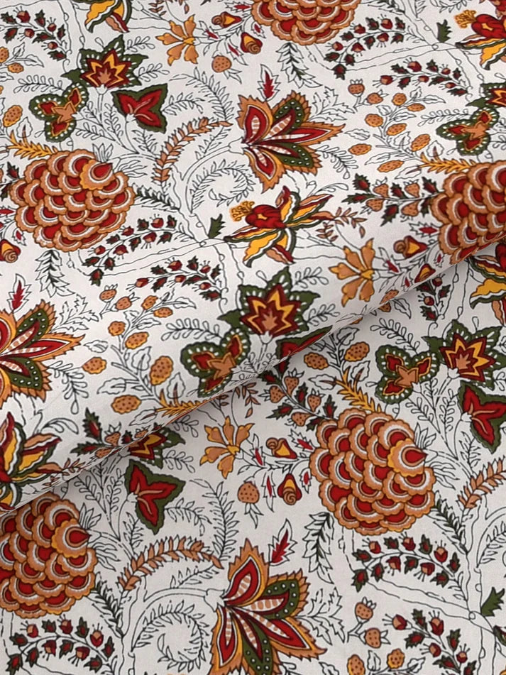 100% Pure Organic Cotton Fabric Hand Block Printed King Size Double Bedsheet with 2 Pillow Covers 340 TC Gift Or Decor