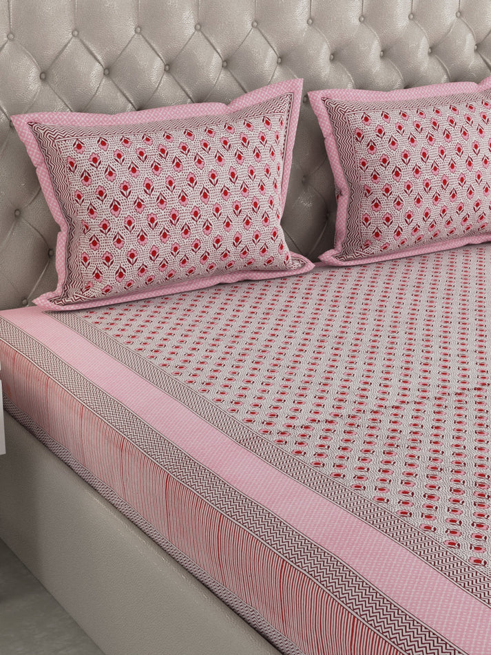 100% Pure Organic Cotton Fabric Hand Block Printed King Size Double Bedsheet with 2 Pillow Covers 340 TC Gift Or Decor