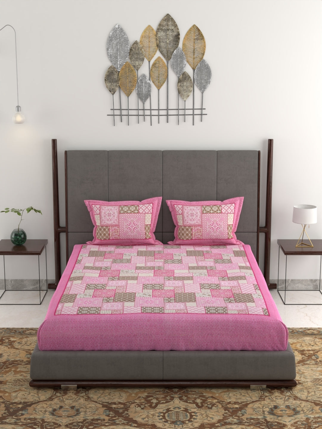 100% Pure Organic Cotton Fabric Jaipuri Hand Block Printed Jumbo King Size Double Bedsheet with 2 Pillow Covers Gift Or Decor