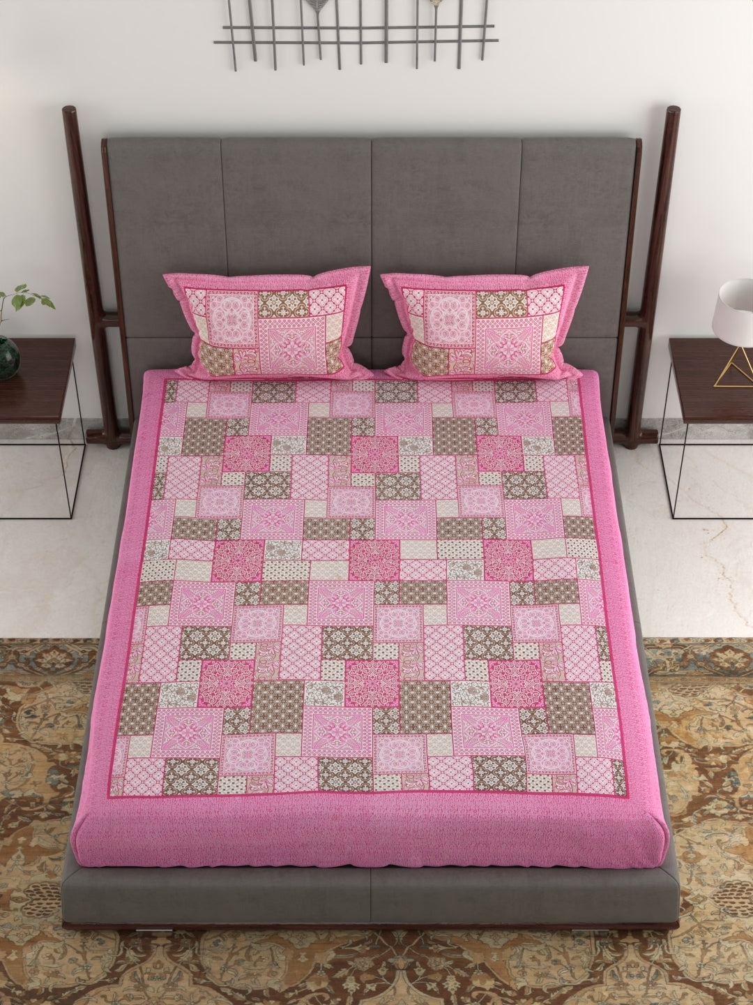 100% Pure Organic Cotton Fabric Jaipuri Hand Block Printed Jumbo King Size Double Bedsheet with 2 Pillow Covers Gift Or Decor