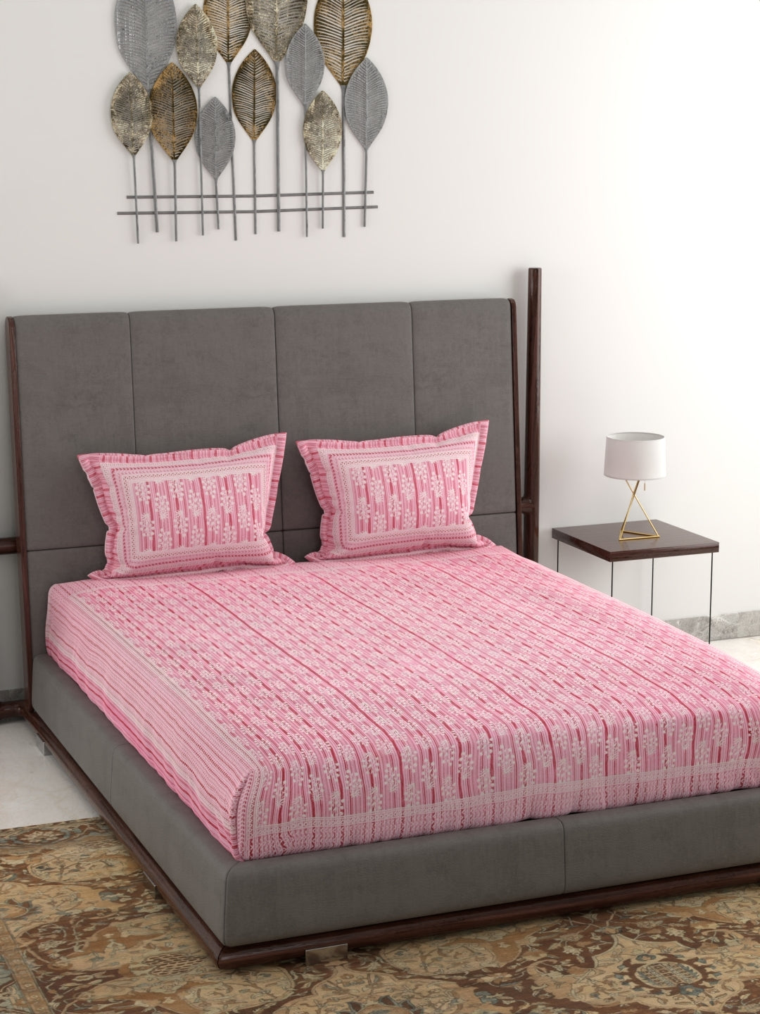 Pure Organic Cotton Jaipuri Hand Block Printed Jumbo King Size Bedsheet with Pillow Covers