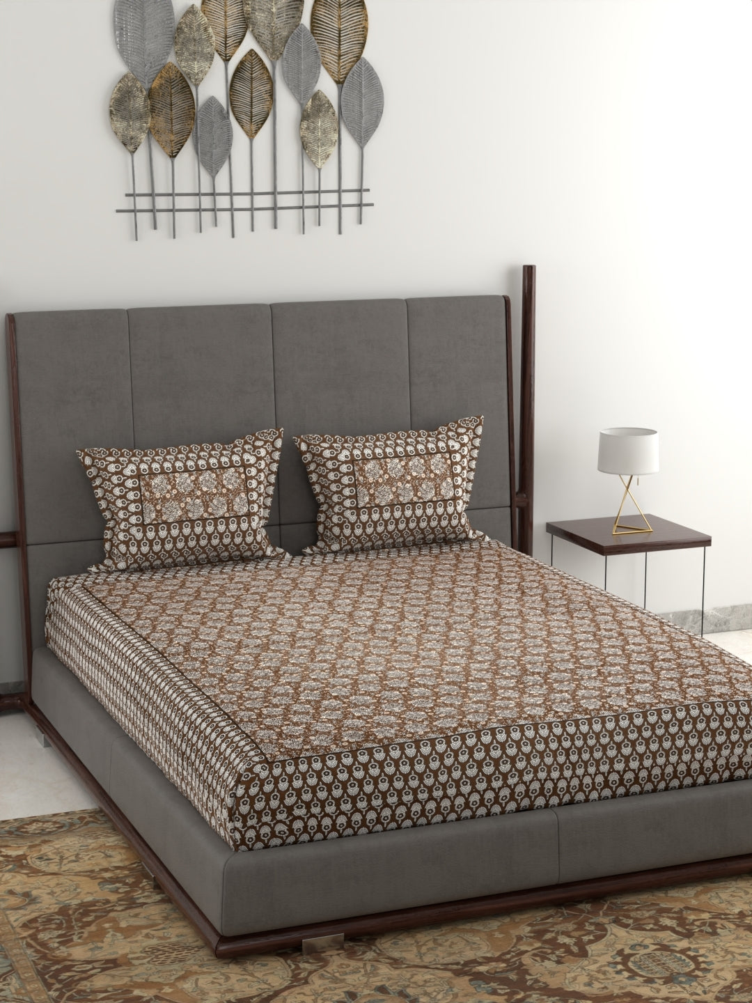 Pure Organic Cotton Jaipuri Hand Block Printed Jumbo King Size Bedsheet with Pillow Covers