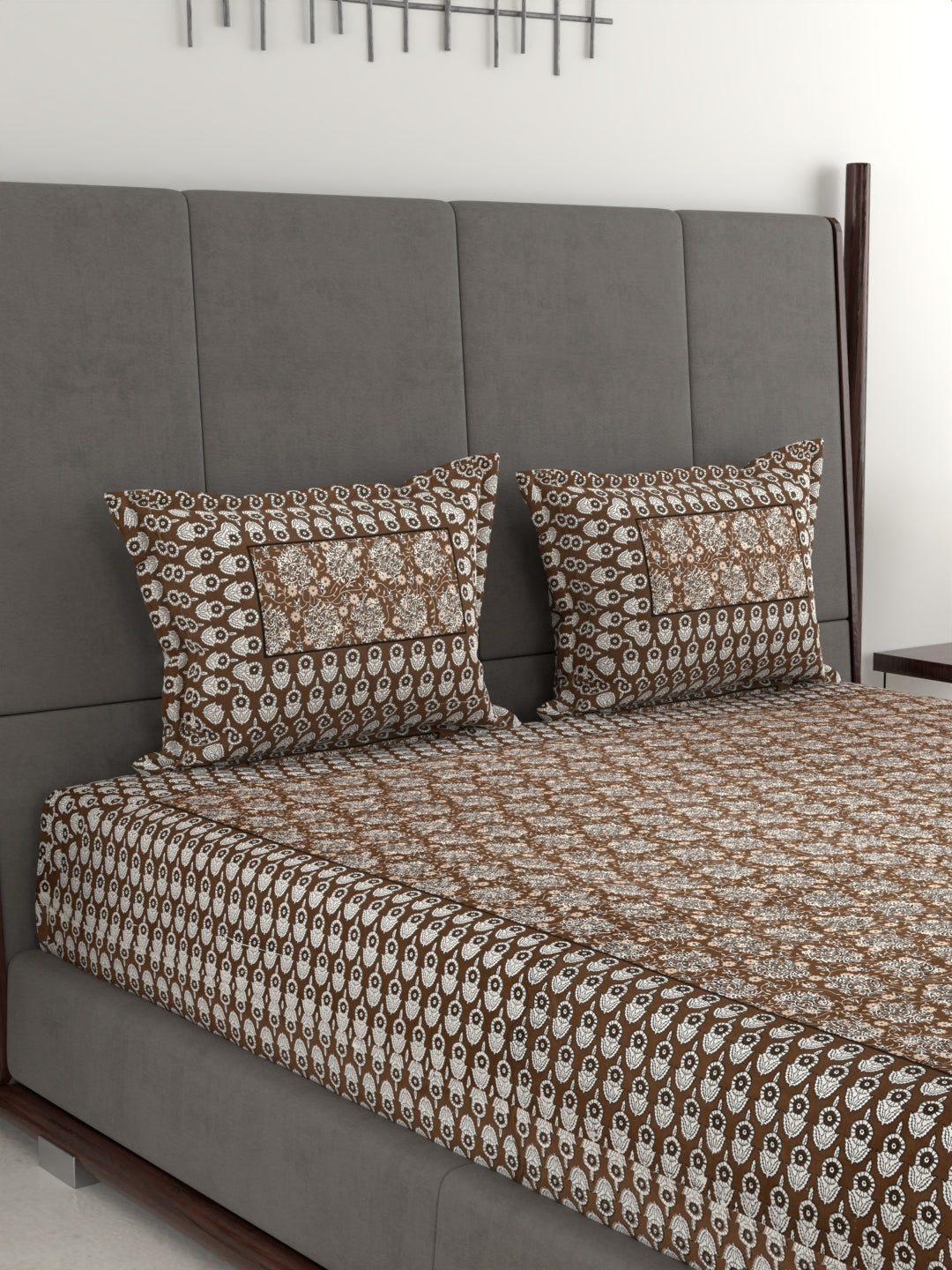 Pure Organic Cotton Jaipuri Hand Block Printed Jumbo King Size Bedsheet with Pillow Covers