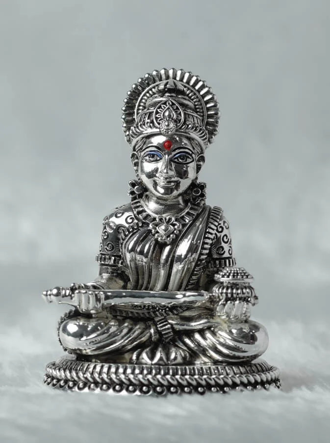 Silver Plated Antique Finish Annapurna Maa GiftorDecor