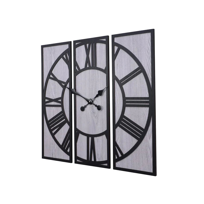 Black and Grey Engineered Wood Roman Numeral Wall Clock|| Wall Clock Gift Or Decor