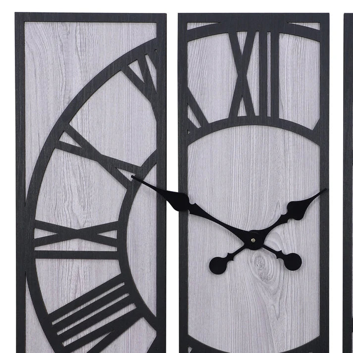 Black and Grey Engineered Wood Roman Numeral Wall Clock|| Wall Clock Gift Or Decor