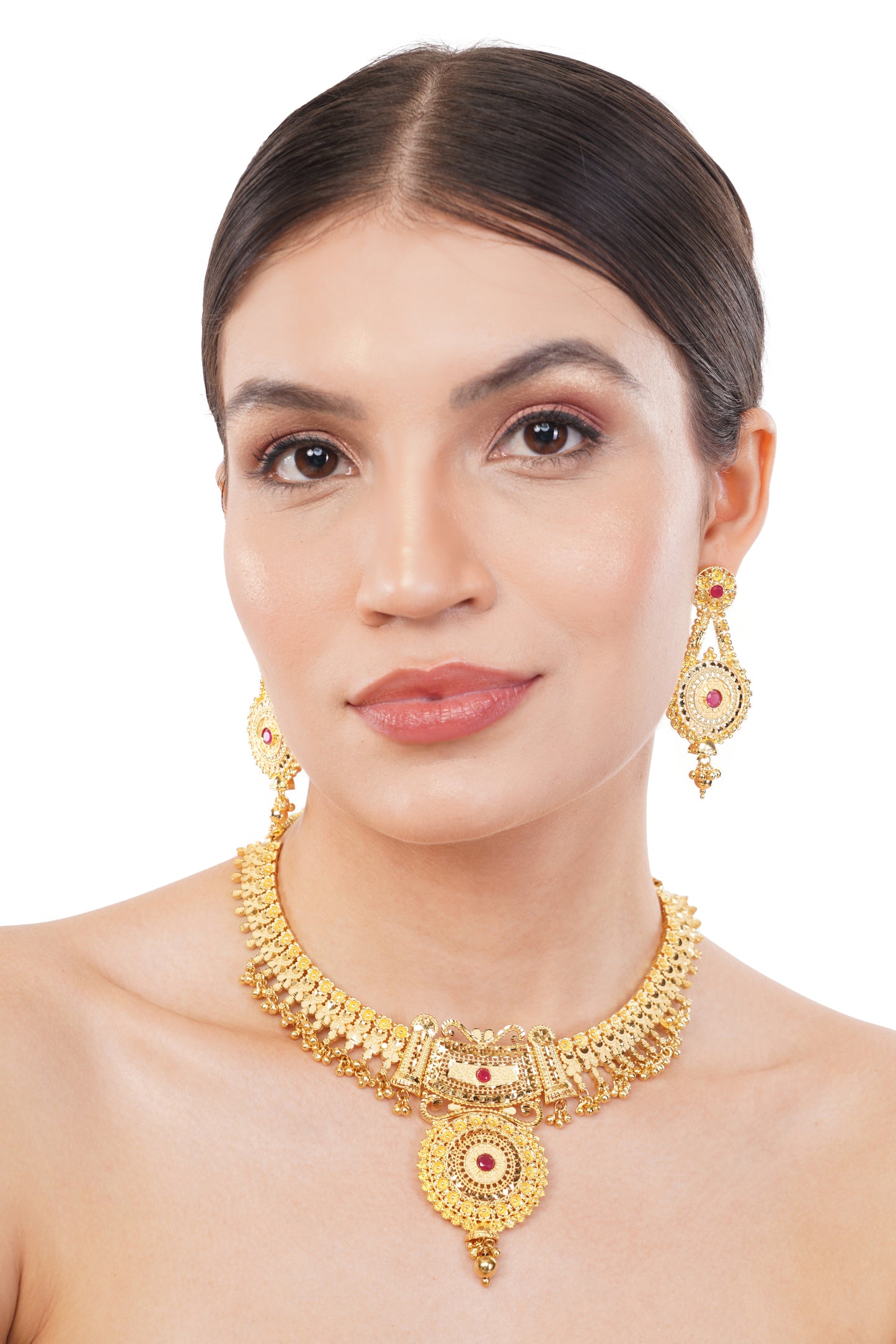 Sparkling 1 Gram Gold Plated Necklace and Earring Set Gift Or Decor