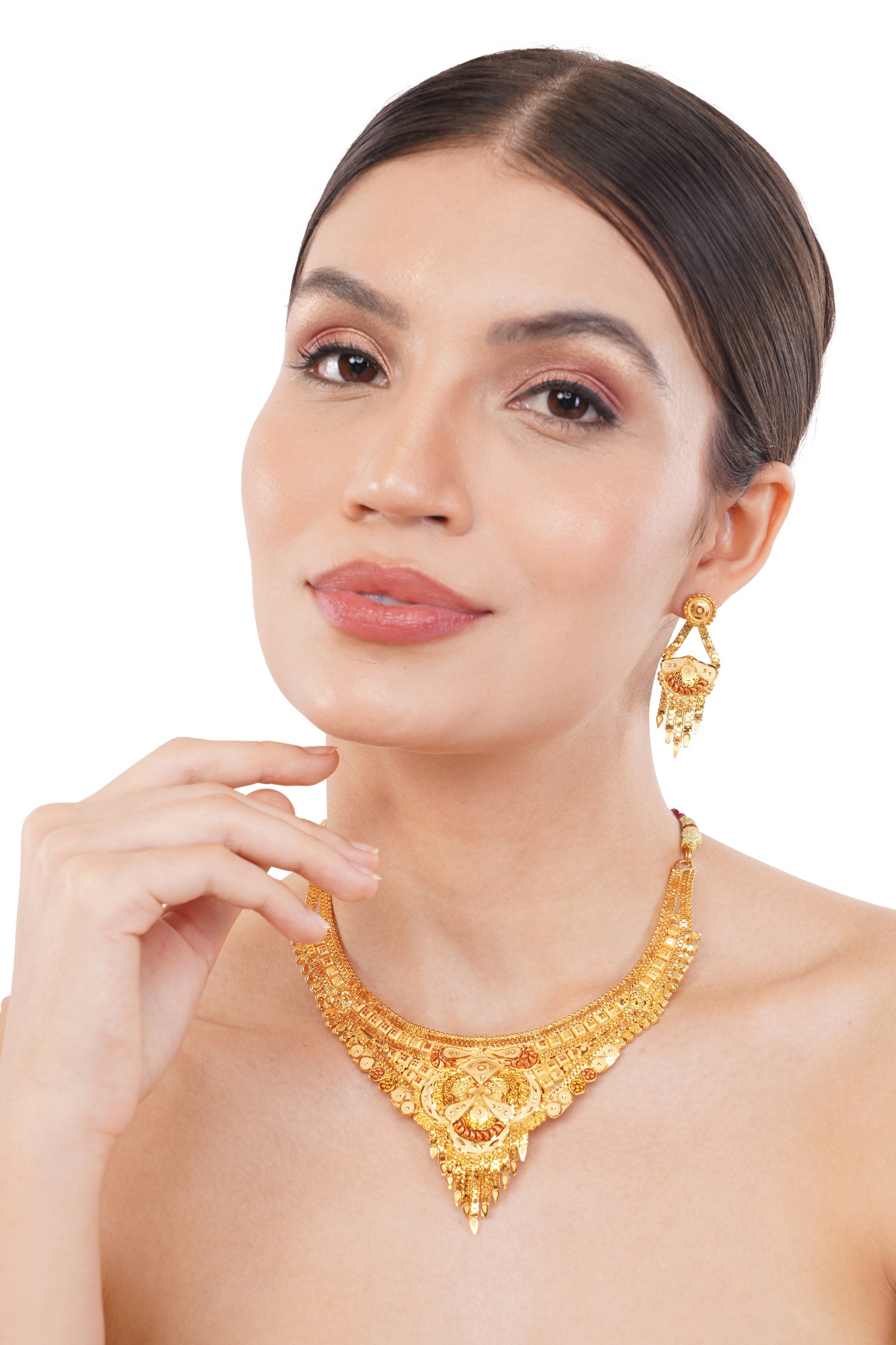 Sparkling 1 Gram Gold Plated Necklace and Earring Set Gift Or Decor