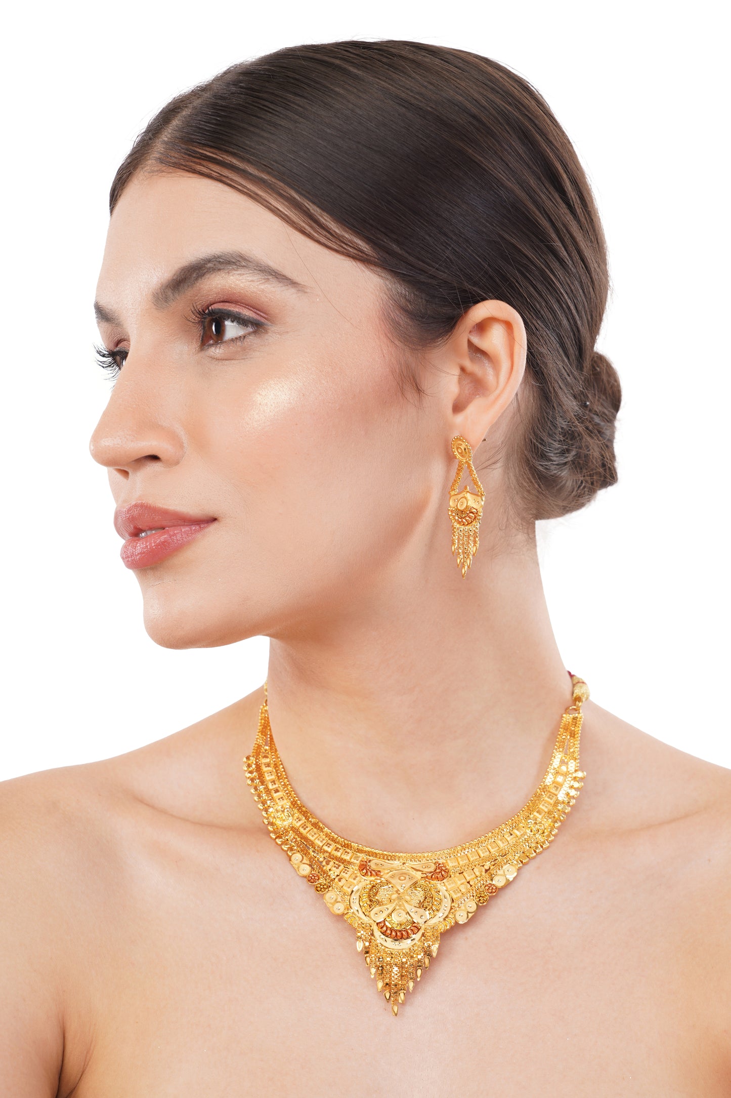 Sparkling 1 Gram Gold Plated Necklace and Earring Set Gift Or Decor