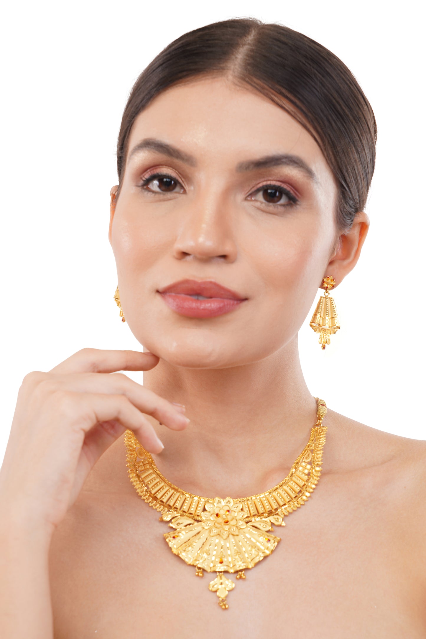 Sparkling 1 Gram Gold Plated Necklace and Earring Set Gift Or Decor
