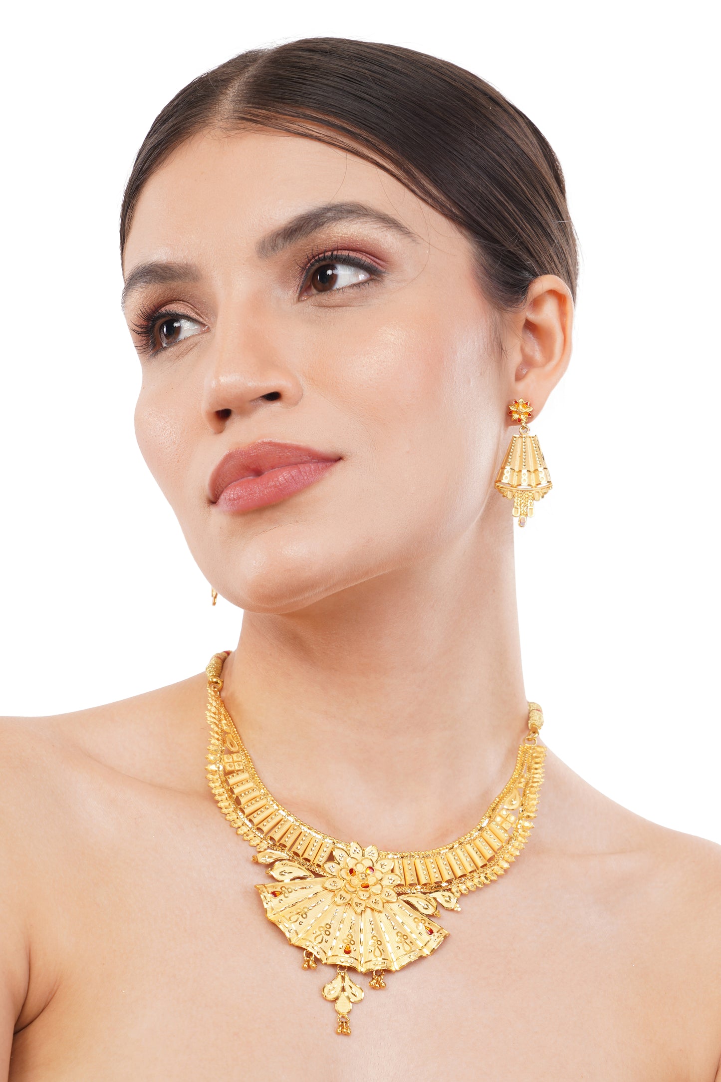 Sparkling 1 Gram Gold Plated Necklace and Earring Set Gift Or Decor
