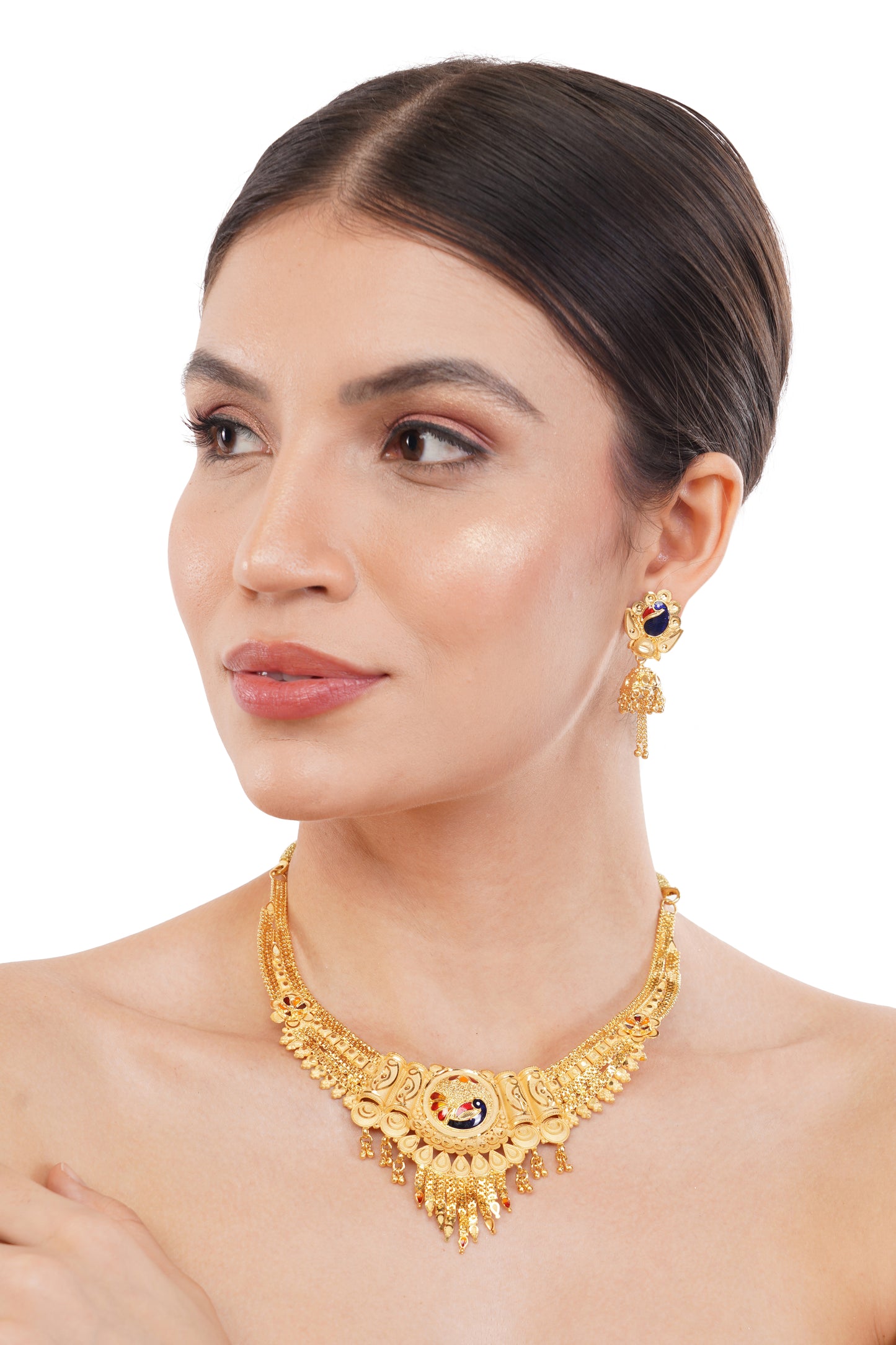 Sparkling 1 Gram Gold Plated Necklace and Earring Set Gift Or Decor