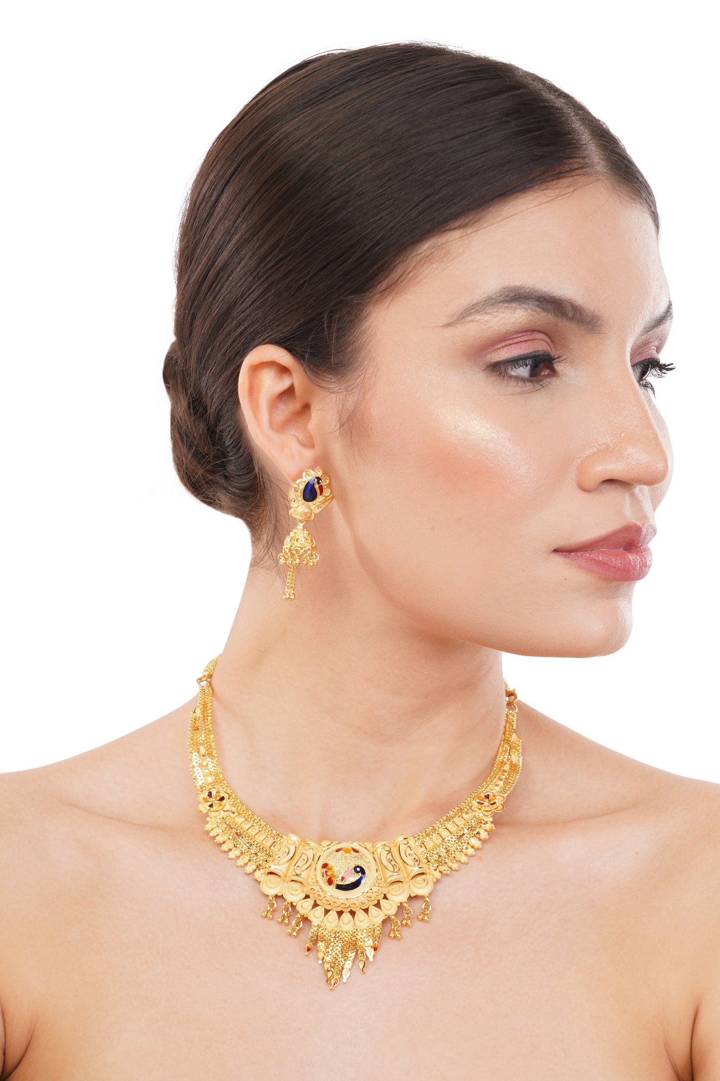 Sparkling 1 Gram Gold Plated Necklace and Earring Set Gift Or Decor