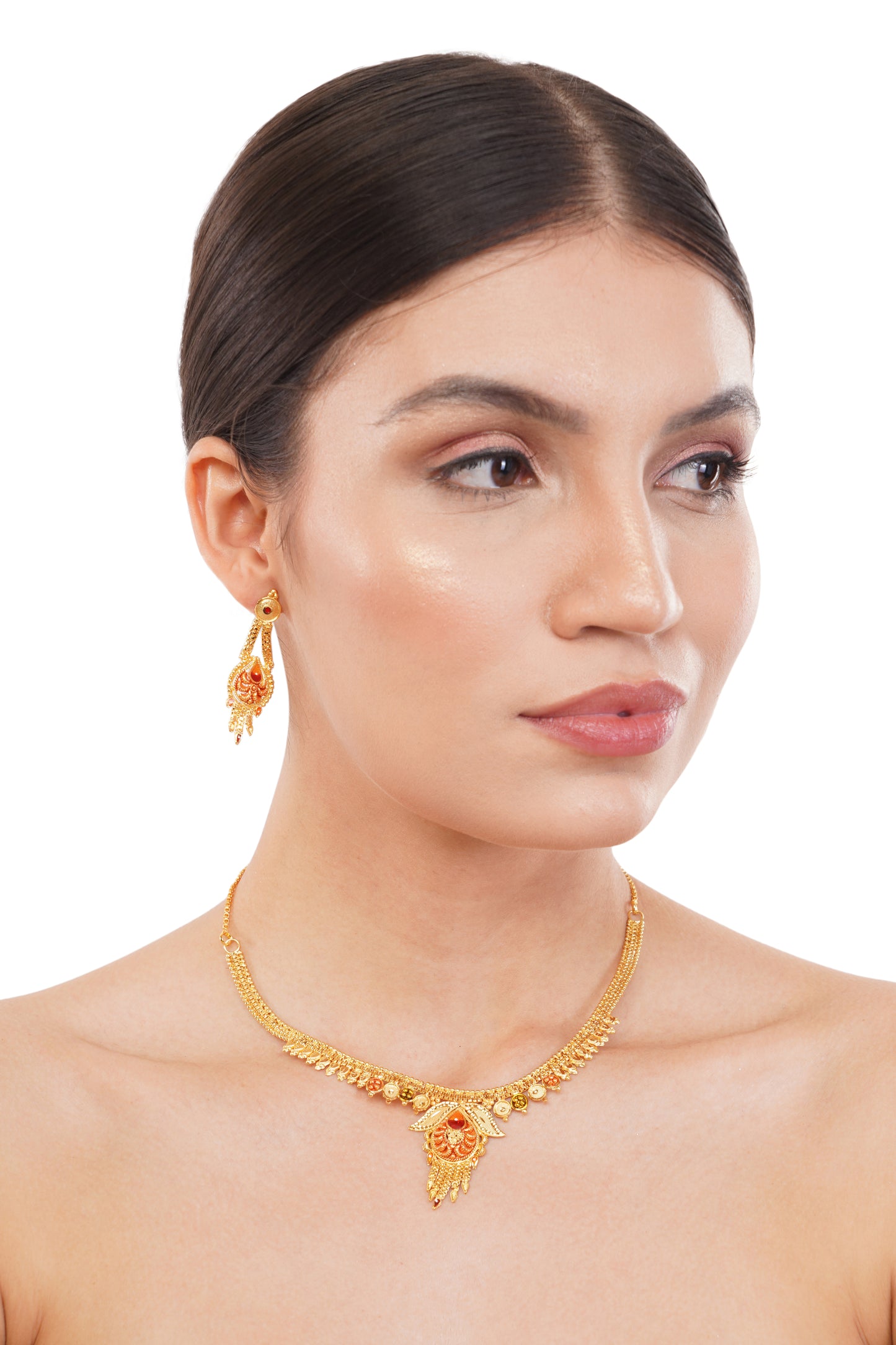 Sparkling 1 Gram Gold Plated Necklace and Earring Set Gift Or Decor