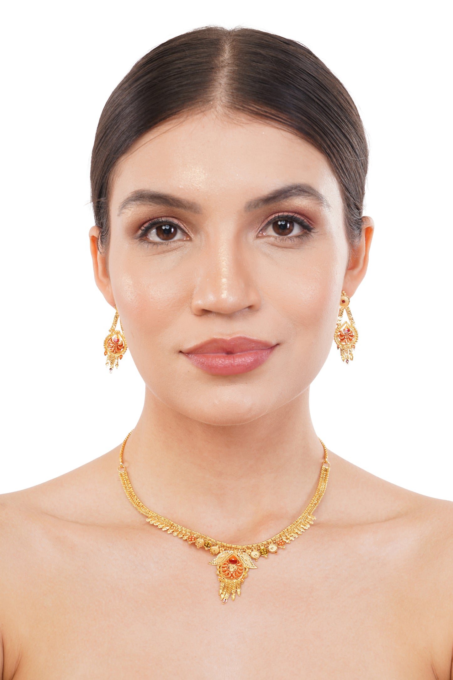 Sparkling 1 Gram Gold Plated Necklace and Earring Set Gift Or Decor
