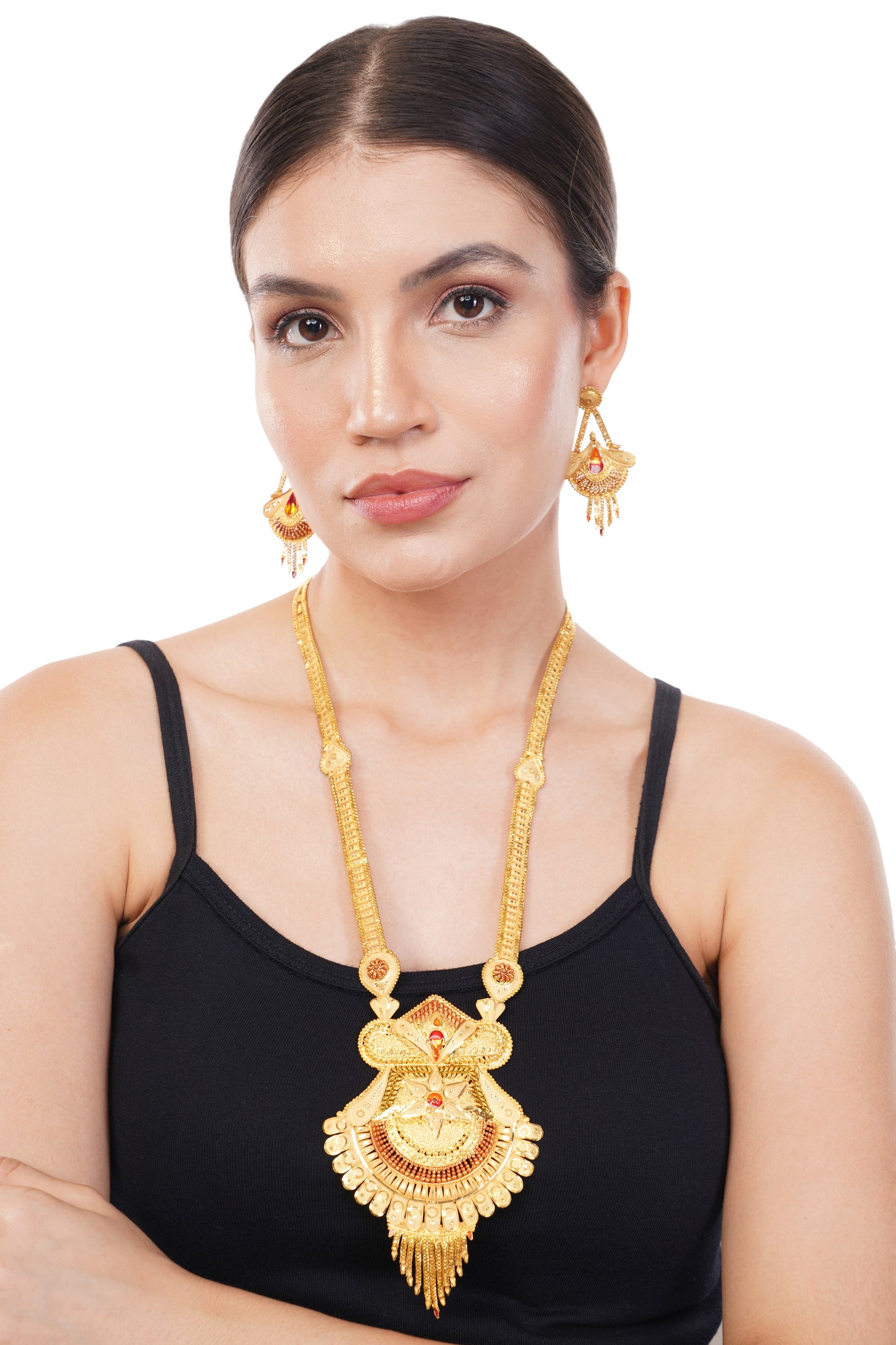 Sparkling 1 Gram Gold Plated Necklace and Earring Set Gift Or Decor