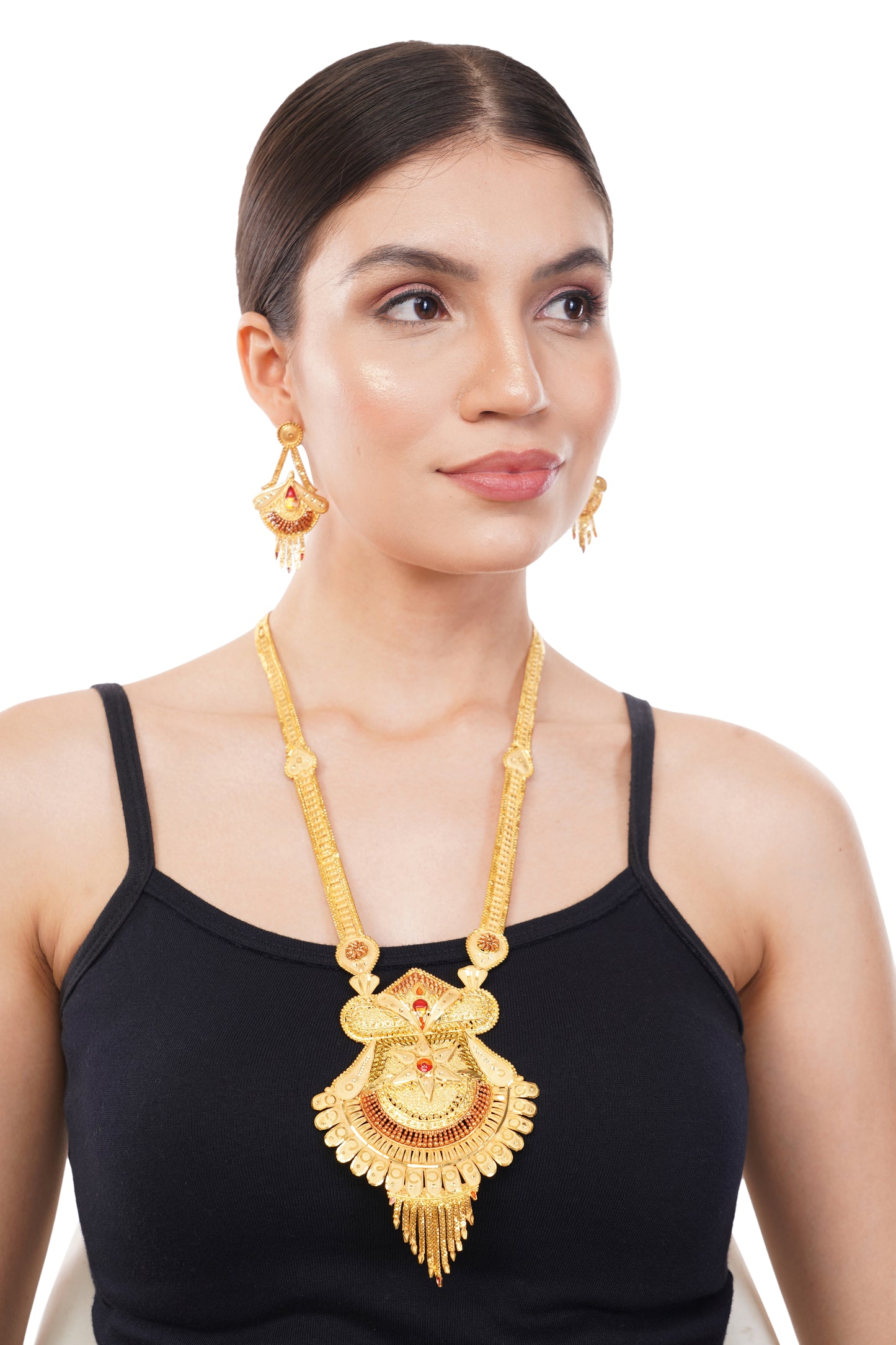 Sparkling 1 Gram Gold Plated Necklace and Earring Set Gift Or Decor