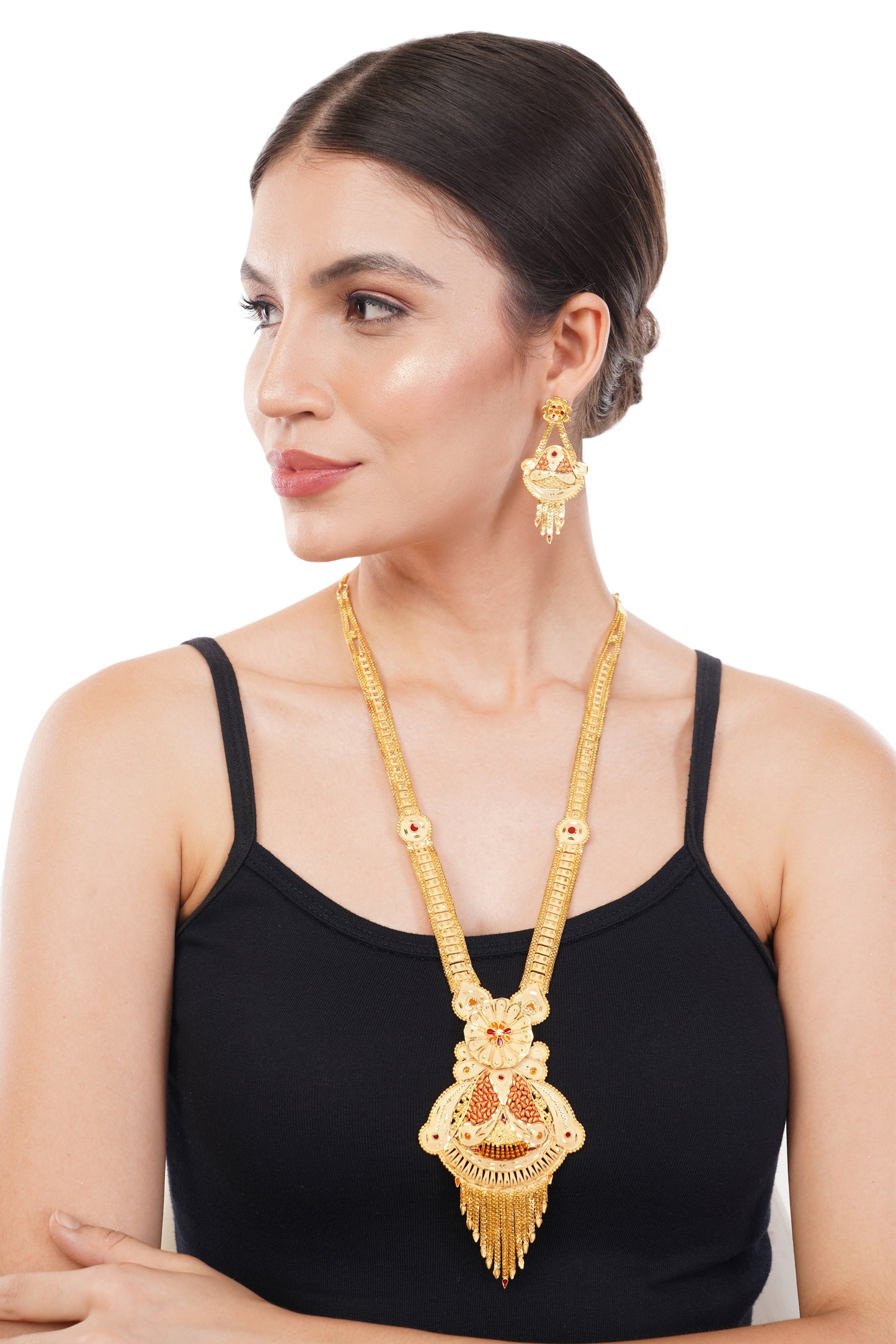 Sparkling 1 Gram Gold Plated Necklace and Earring Set Gift Or Decor