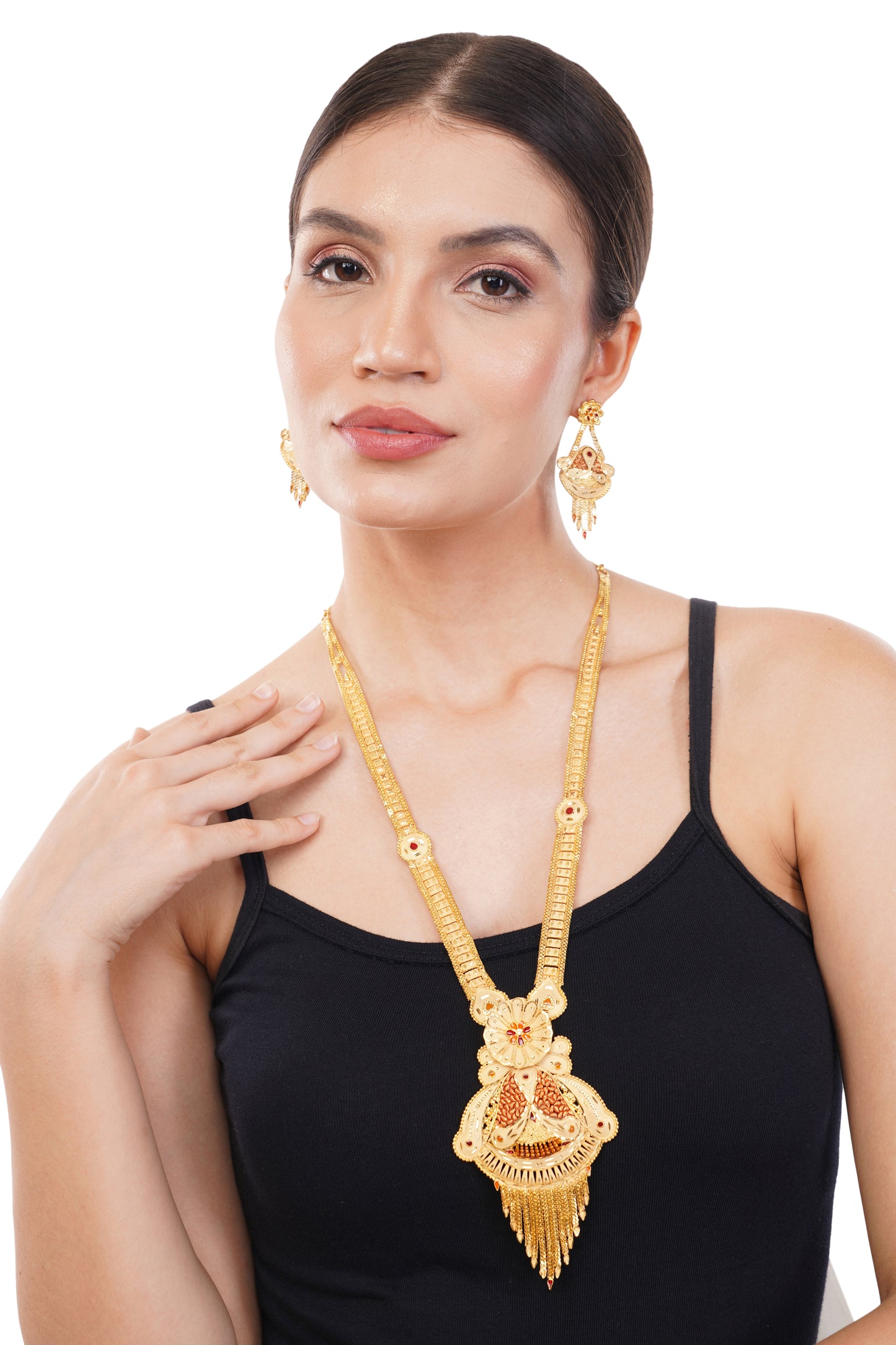 Sparkling 1 Gram Gold Plated Necklace and Earring Set Gift Or Decor