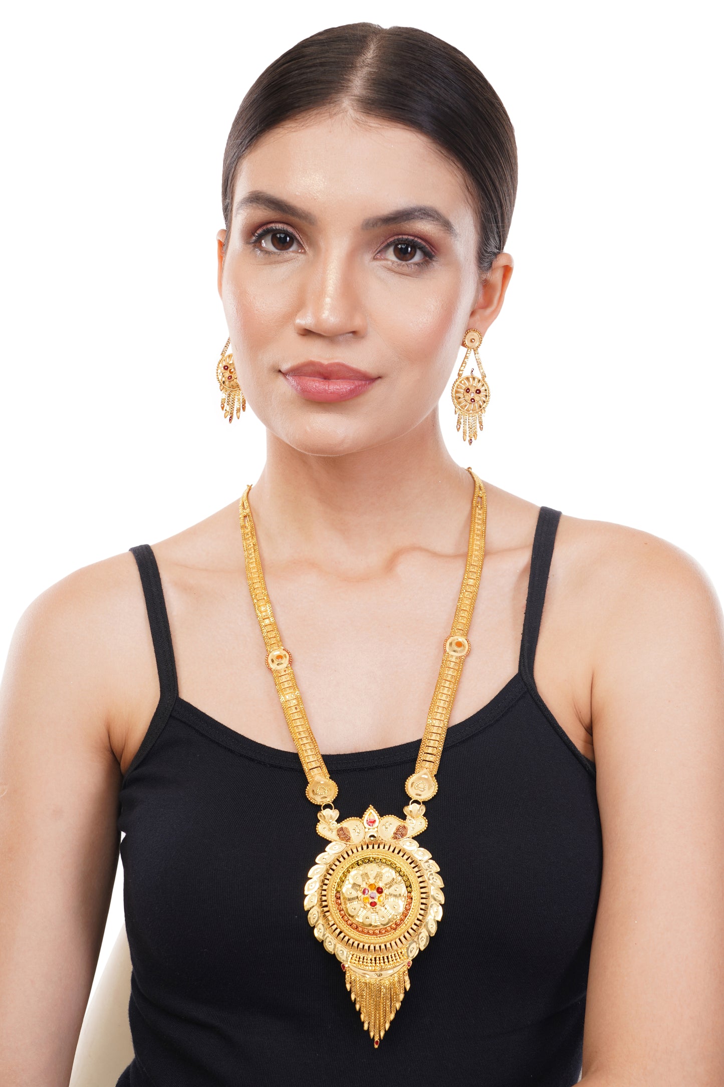 Sparkling 1 Gram Gold Plated Necklace and Earring Set Gift Or Decor