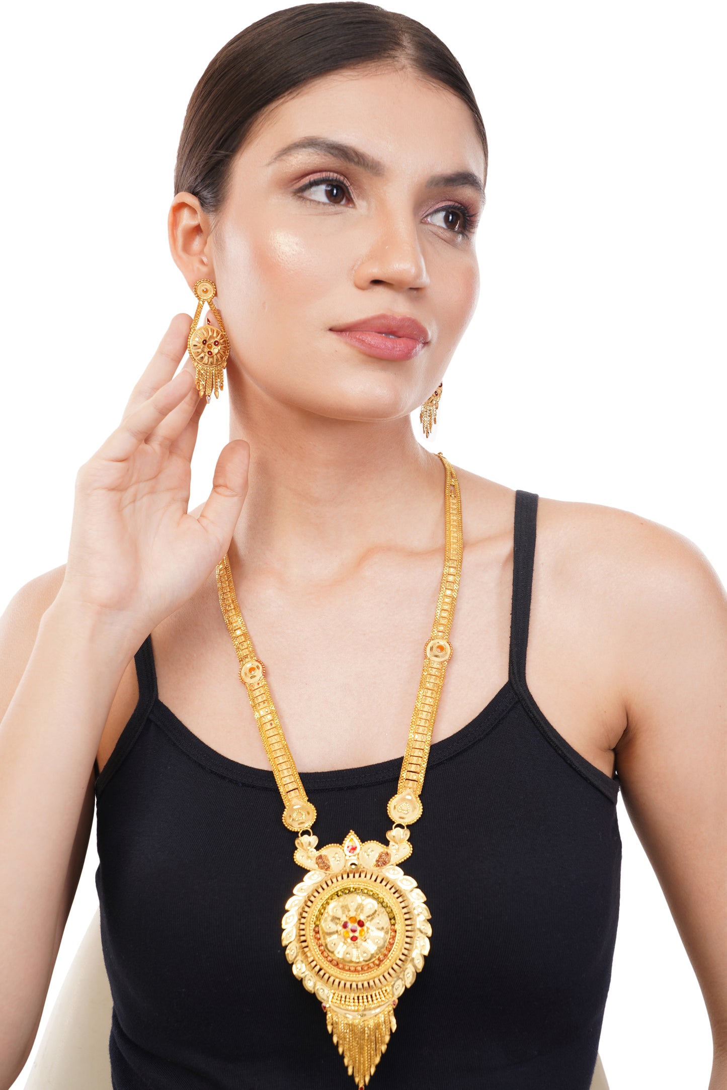 Sparkling 1 Gram Gold Plated Necklace and Earring Set Gift Or Decor