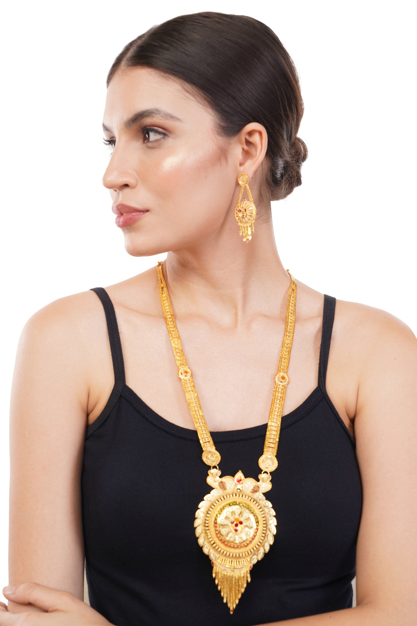 Sparkling 1 Gram Gold Plated Necklace and Earring Set Gift Or Decor
