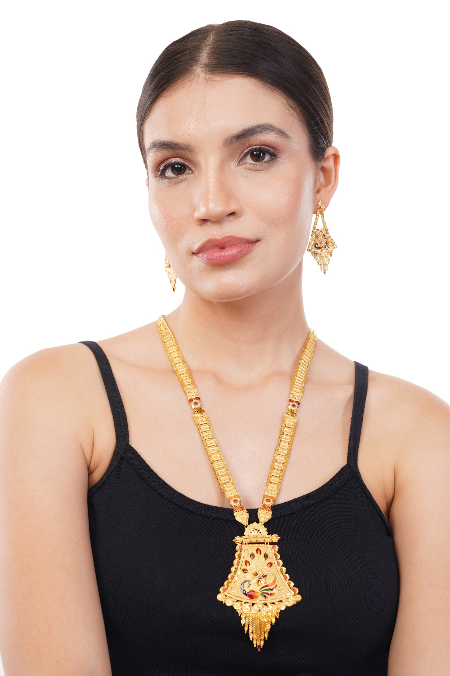 Sparkling 1 Gram Gold Plated Necklace and Earring Set Gift Or Decor