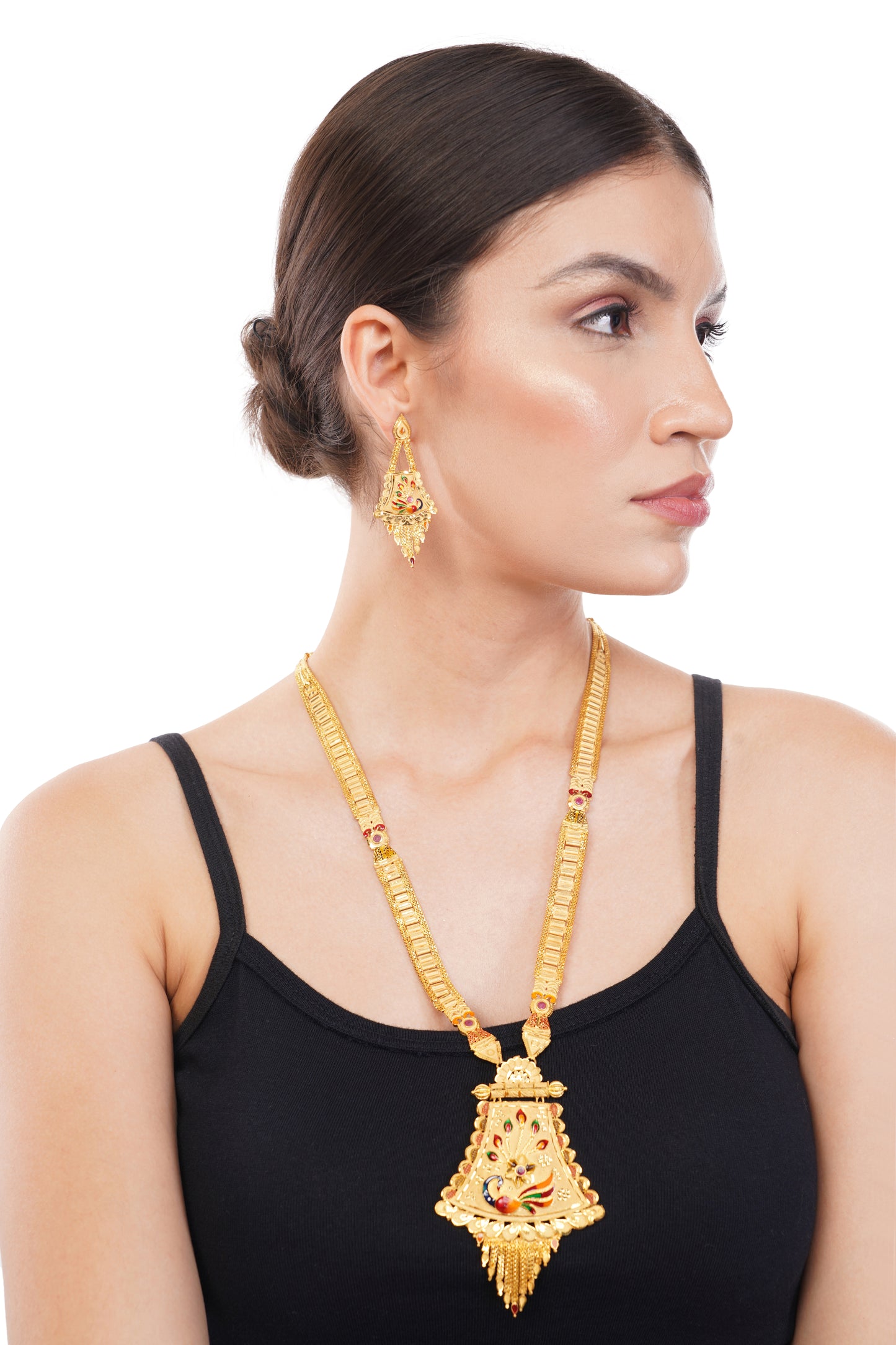 Sparkling 1 Gram Gold Plated Necklace and Earring Set Gift Or Decor