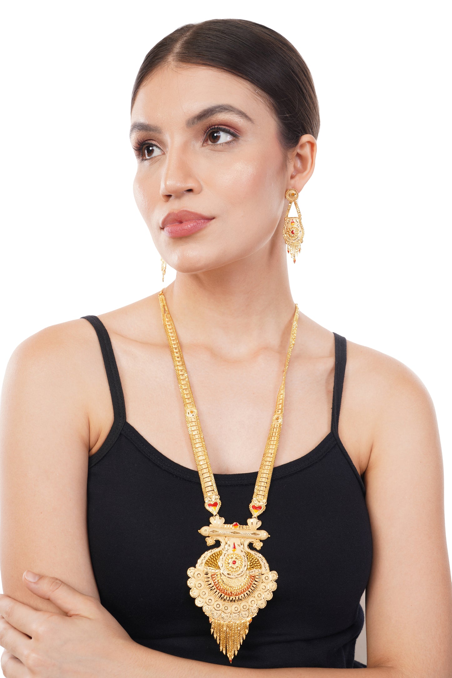 Sparkling 1 Gram Gold Plated Necklace and Earring Set Gift Or Decor