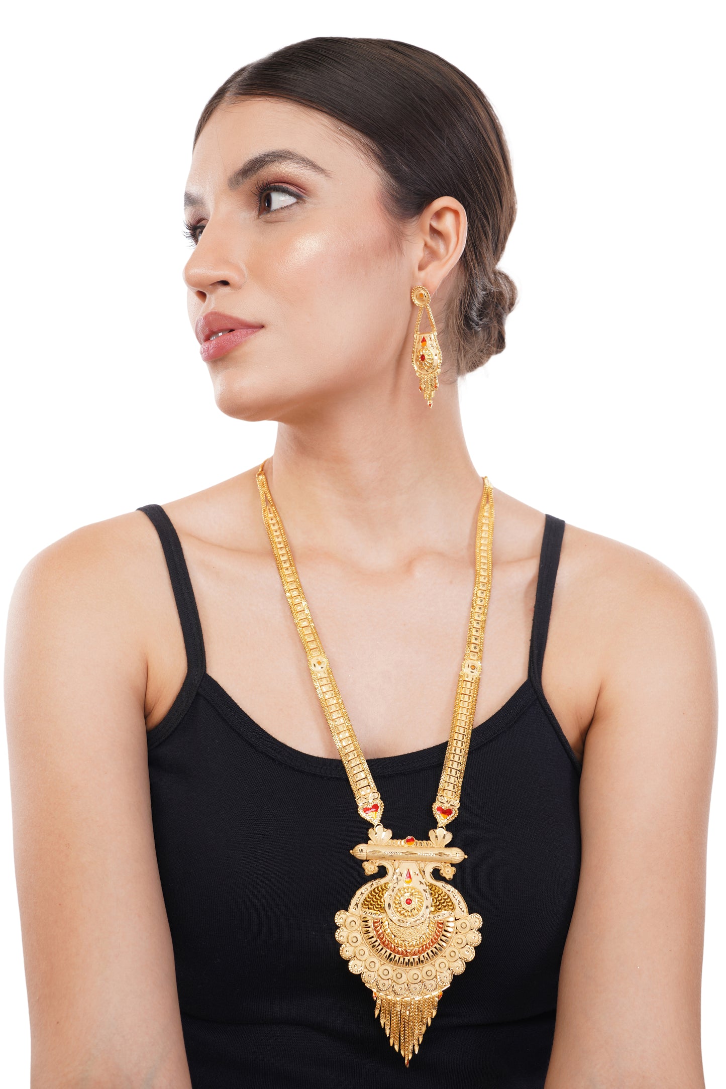 Sparkling 1 Gram Gold Plated Necklace and Earring Set Gift Or Decor