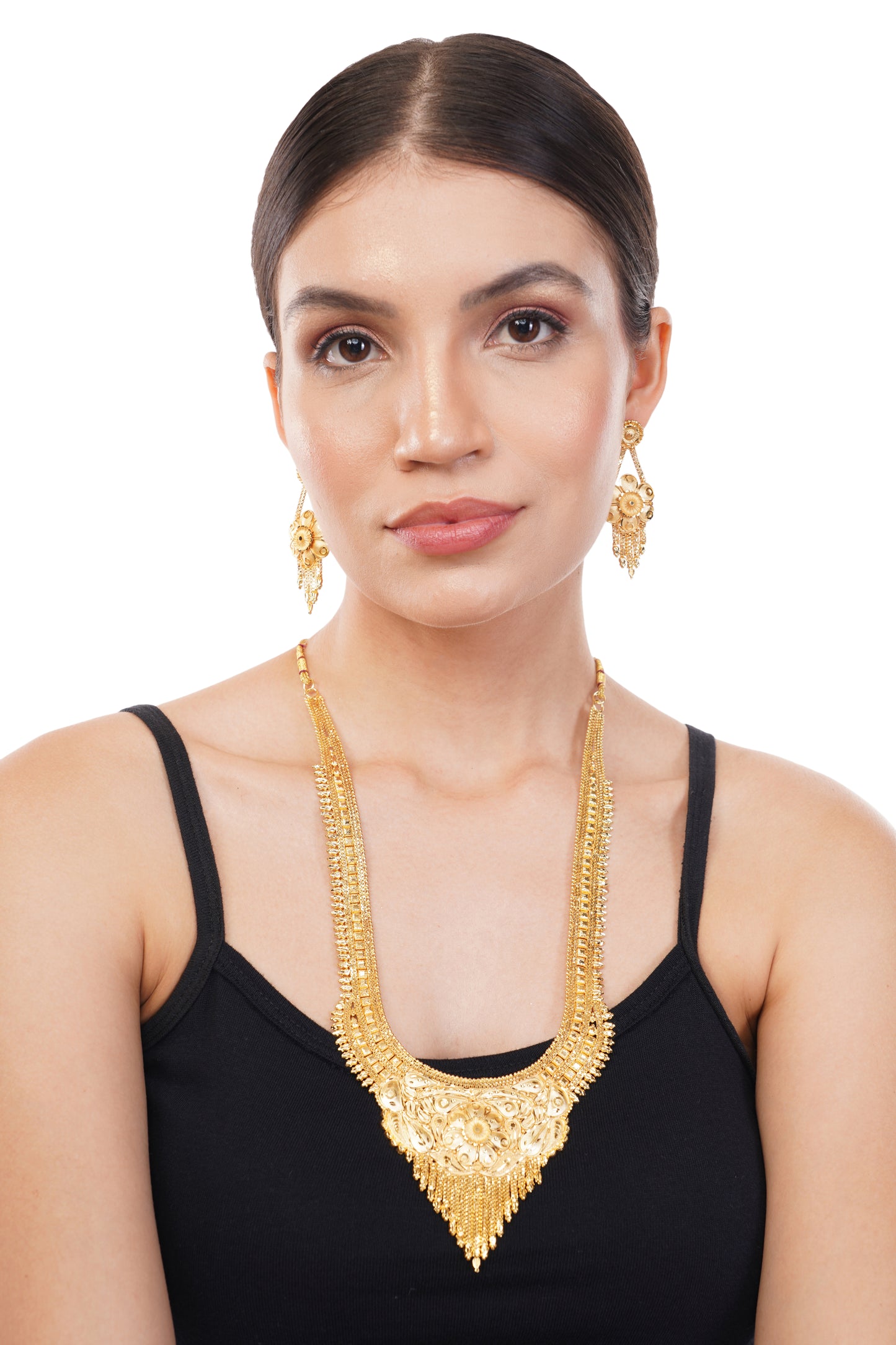 Sparkling 1 Gram Gold Plated Necklace and Earring Set Gift Or Decor
