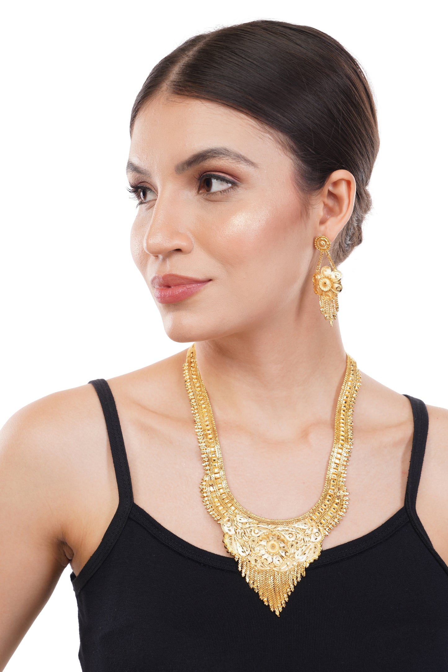 Sparkling 1 Gram Gold Plated Necklace and Earring Set Gift Or Decor