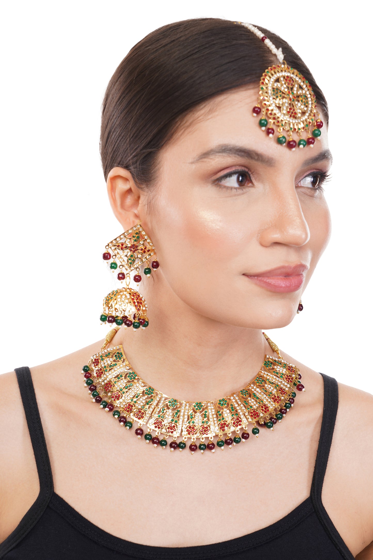 Gold Plated Multi Pearl Choker Necklace Set Gift Or Decor