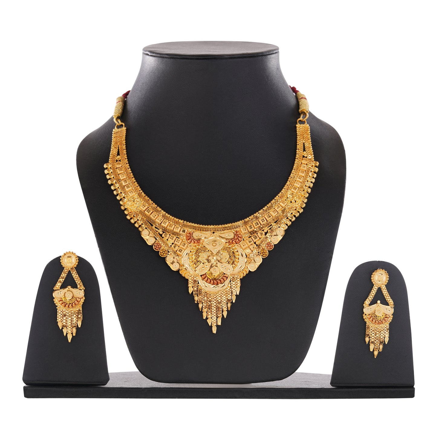 Sparkling 1 Gram Gold Plated Necklace and Earring Set Gift Or Decor